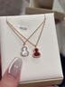 18K玫瑰金小裙子項鏈女扇形鑲鉆吊墜鎖骨鏈彩金送女友節日禮物 紅寶石帶鉆 配專(zhuān)柜禮盒 曬單實(shí)拍圖