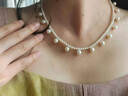 名皇淡水珍珠套裝滿(mǎn)天星項鏈手鏈套裝鎖骨鏈送女友閨蜜女生禮物 6-7MM ±43cm 曬單實(shí)拍圖