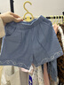 迷你巴拉女童短褲夏季寶寶莫代爾柔軟牛仔輕薄透氣褲子 灰藍色調00328 100 曬單實(shí)拍圖