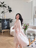 桑羅法式性感100%桑蠶絲真絲吊帶睡裙睡袍兩件套家居服新婚送禮禮物 粉色（睡裙+晨袍） M （穿到100斤） 曬單實(shí)拍圖