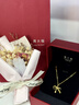 周大福爆閃絲帶蝴蝶結吊墜項鏈黃金套鏈工費420)45cm約3.85gEOF1387禮物 曬單實(shí)拍圖