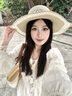 偶森草帽女大帽檐防曬帽托特包兩件套草編大容量包海邊沙灘度假風(fēng)穿搭 曬單實(shí)拍圖