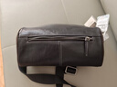 ANYSMIC奢侈高端品牌男士斜挎包真皮單肩包設計感小眾植鞣牛皮休閑個(gè)性背 黑色(綠色肩帶) 曬單實(shí)拍圖