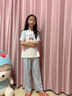 蕉內棉棉520Home兒童睡衣男女童5A抗菌棉莫Pets Pets短袖長(cháng)褲家居服 霧藍-橘貓 140 曬單實(shí)拍圖