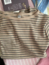 優(yōu)衣庫女裝羅紋船領(lǐng)條紋T恤/五分袖26春夏新款486466 31 米色 L 曬單實(shí)拍圖