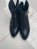 富貴鳥(niǎo)（FUGUINIAO）真皮女鞋春夏季皮鞋女粗跟網(wǎng)紗短靴子高跟女士百搭媽媽鞋鏤空涼鞋 FN0204/0031N黑色 （跟高5.8CM） 36 曬單實(shí)拍圖