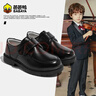 芭芭鴨兒童皮鞋男童黑色英倫風(fēng)演出鞋校園軟底單鞋XD-BG35823 黑色 37碼 曬單實(shí)拍圖