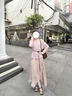 謎秀氛圍感粉色格紋連衣裙+斜肩長(cháng)袖t恤2026春季新品收腰氣質(zhì)中長(cháng)裙 粉色 連衣裙 S 曬單實(shí)拍圖
