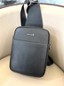袋鼠胸包男款真皮新款多功能商務(wù)斜挎包單肩包時(shí)尚休閑品牌牛皮背包潮 黑色 曬單實(shí)拍圖