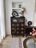 和諧都匠復古實(shí)木家具斗柜客廳靠墻沙發(fā)柜收納電視柜邊柜臥室床尾柜中古風(fēng) 斗柜 胡桃色+黑色 曬單實(shí)拍圖