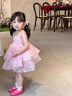G.duck小黃鴨童裝女童連衣裙夏季2026新款吊帶公主裙兒童周歲禮服蓬蓬裙 藕粉色 100 (建議身高90cm 3-4歲)cm 曬單實(shí)拍圖