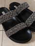 百麗星河繁星閃鉆編織休閑拖鞋女26夏新款商場(chǎng)舒適低跟拖鞋F5B1DBT6 銀色/黑 37 曬單實(shí)拍圖