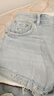 UR秋季新款女裝復古休閑百搭毛須裝飾牛仔短褲UYY850195 淺藍 (偏短) 27 曬單實(shí)拍圖