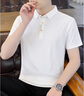啄木鳥(niǎo)冰絲短袖t恤男2026夏季薄款商務(wù)休閑Polo衫翻領(lǐng)純色半袖男款上衣 白色 XL （推薦130-145斤） 曬單實(shí)拍圖
