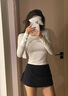 露露中腰瑜伽修身lulu短裙網(wǎng)球裙女款夏季運動(dòng)休閑防走光親膚裸感 黑色 S （80-100斤） 曬單實(shí)拍圖