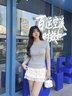 Mmlg亨利領(lǐng)短袖t恤女版2026夏季新款微彈修身韓系少女學(xué)院風(fēng)甜系上衣 花灰色 S 曬單實(shí)拍圖