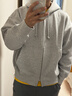 H&M男裝女裝休閑衛衣開(kāi)衫春季新款落肩寬松大廓形拉鏈帽衫1240531 混淺灰色013 2XL 180/124 曬單實(shí)拍圖