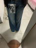 森馬（Semir）牛仔褲女冬腰帶抓絨寬松喇叭褲做舊2025高街街頭長(cháng)褲10A725124002 曬單實(shí)拍圖