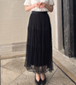 珂萊蒂爾垂感百褶a字半身裙子中長(cháng)款浪漫網(wǎng)紗裙2026年春新款 黑色 S 曬單實(shí)拍圖