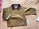 巴厘小豬男寶寶外套春秋復古純棉上衣男童長(cháng)袖襯衫春季嬰幼兒開(kāi)衫兒童春裝 淺駝色 100 曬單實(shí)拍圖