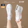 ZHR頭層牛皮小白鞋女厚底內增高休閑鞋女輕便百搭女鞋 KS59F 白色 37 曬單實(shí)拍圖