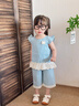 班喜迪女童套裝夏裝2026新款時(shí)髦洋氣寶寶無(wú)袖上衣褲子兒童夏季衣服童裝 藍色 100 曬單實(shí)拍圖
