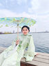 漢服拍照古風(fēng)花瓣流蘇古典舞蹈油紙傘演出吊頂裝飾道具綢布古風(fēng)傘 桃夭夭+綠色流蘇花瓣 82cm(建議10歲以上使用) 曬單實(shí)拍圖