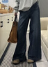 樂(lè )卡利闊腿牛仔褲女高腰直筒褲復古長(cháng)褲春秋大碼胖mm高個(gè)子寬松拖地褲子 闊腿牛仔褲【復古藍 S碼】 曬單實(shí)拍圖