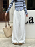 皮爾卡丹冰絲棉麻西裝闊腿褲女夏2026薄款亞麻寬松垂感休閑直筒防曬拖地褲 麻本色小個(gè)子 輕薄 （適合145-155身高） M 【建議96-108斤】 曬單實(shí)拍圖