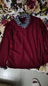 時(shí)尚休閑假兩件衛衣女春秋新款洋氣翻領(lǐng)顯瘦百搭拼接格紋上衣 酒紅色 2XL 125-135 曬單實(shí)拍圖