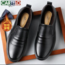 卡帝樂(lè )鱷魚(yú)（CARTELO）英倫商務(wù)休閑皮鞋軟底軟面透氣樂(lè )福鞋一腳蹬皮鞋男9969黑色加棉42 曬單實(shí)拍圖