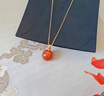 瑞際高端南紅吊墜18k金冰紅瑪瑙柿子紅色單珠墜子原石鎖骨鏈項鏈赤韻 赤韻18k金吊墜 +925純銀鍍金鏈 曬單實(shí)拍圖