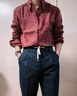 FULL MONTY【純亞麻暗扣領(lǐng)】男士襯衣寬松磚紅色休閑長(cháng)袖襯衫26年春夏新款 磚紅色10157 L 曬單實(shí)拍圖