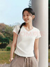 森馬（Semir）陳都靈|短袖t恤女26夏短款圓領(lǐng)上衣正肩收腰V領(lǐng)內搭109326100003 曬單實(shí)拍圖