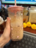 星巴克（Starbucks）春櫻萌寵三角底造型玻璃吸管杯500ml咖啡泡茶水杯子辦公禮物男女 曬單實(shí)拍圖