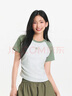 森馬（Semir）涼感T|短袖T恤女夏季撞色插肩袖褶皺刺繡小心機上衣101325100052 曬單實(shí)拍圖