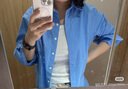 優(yōu)衣庫女裝全棉襯衫/長(cháng)袖襯衣休閑通勤外套26春夏新款482828 63 天藍色 S 曬單實(shí)拍圖