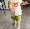 迷你巴拉巴拉短袖套裝男女童寶寶萌趣短袖短褲兩件套夏季新款 翠綠40293 90 曬單實(shí)拍圖