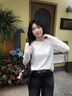 百家好（Basic House）Basic House/百家好慵懶設計感假兩件蕾絲拼接長(cháng)袖T恤女春季新款 白色長(cháng)袖 XL 曬單實(shí)拍圖