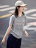 尚靜短袖t恤女夏季新款女裝字母立體提花時(shí)尚百搭圓領(lǐng)簡(jiǎn)約體恤上衣女 曬單實(shí)拍圖