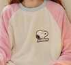 果殼（Gukoo）睡衣女冬季史努比聯(lián)名毛絨保暖插肩袖格子褲女家居服套裝可外穿D 橡皮粉套裝 M 曬單實(shí)拍圖