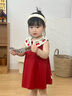 G.duck小黃鴨童裝女童連衣裙夏季2026新款女寶寶公主裙無(wú)袖薄款兒童裙子 紅色櫻桃 90 建議80-90cm1歲半-2歲 曬單實(shí)拍圖