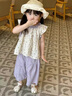 G.duck小黃鴨童裝女童夏裝套裝2026新款兒童衣服女碎花背心闊腿褲兩件套 淺紫色 100 （建議身高90cm 3-4歲）cm 曬單實(shí)拍圖
