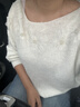 范思藍恩小眾設計感立體珍珠花朵針織衫2025秋季新款套頭上衣3126 云朵白 L 曬單實(shí)拍圖
