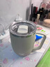 OUOETY德國精工馬克杯帶蓋304不銹鋼泡茶杯家用喝水杯子高顏值情侶咖啡 【米白色-430ml-C型手柄】雙層防燙馬克杯 (304內膽) 曬單實(shí)拍圖