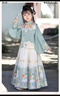 羅蒙女童明制漢服新式國風(fēng)馬面裙演出服 漢服豆蔻綠三件套 140 曬單實(shí)拍圖