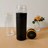 Fofana德國品牌雙層玻璃杯男士茶水分離輕奢保溫杯隔熱水杯高檔禮物 純黑色 350ml 曬單實(shí)拍圖