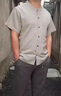 皮爾卡丹（pierre cardin）亞麻短袖唐裝男夏季新款中年爸爸休閑涼感透氣親膚復古襯衫兩件套 淺灰衣深灰褲 L (105-125斤) 曬單實(shí)拍圖