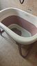 世紀寶貝（babyhood）兒童泡澡桶 嬰兒洗澡盆游泳桶加大號折疊浴桶0-15歲贈浴凳 319紫 曬單實(shí)拍圖