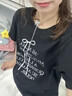 衣然呈品女士短袖T恤夏季新款歐美辣妹寬松復古oversize體恤休閑百搭半袖 黑色 M 【建議90-110斤】 曬單實(shí)拍圖